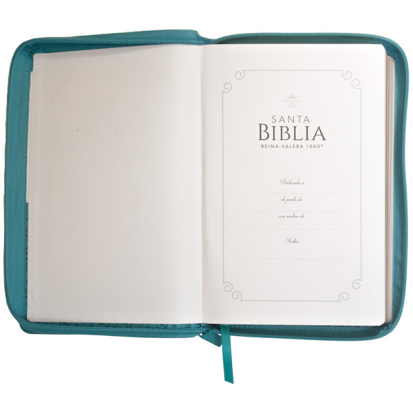 Biblia RVR1960 Manual Letra Grande Cierre Turquesa Blanco 12.5pt 065PJR - Image 2